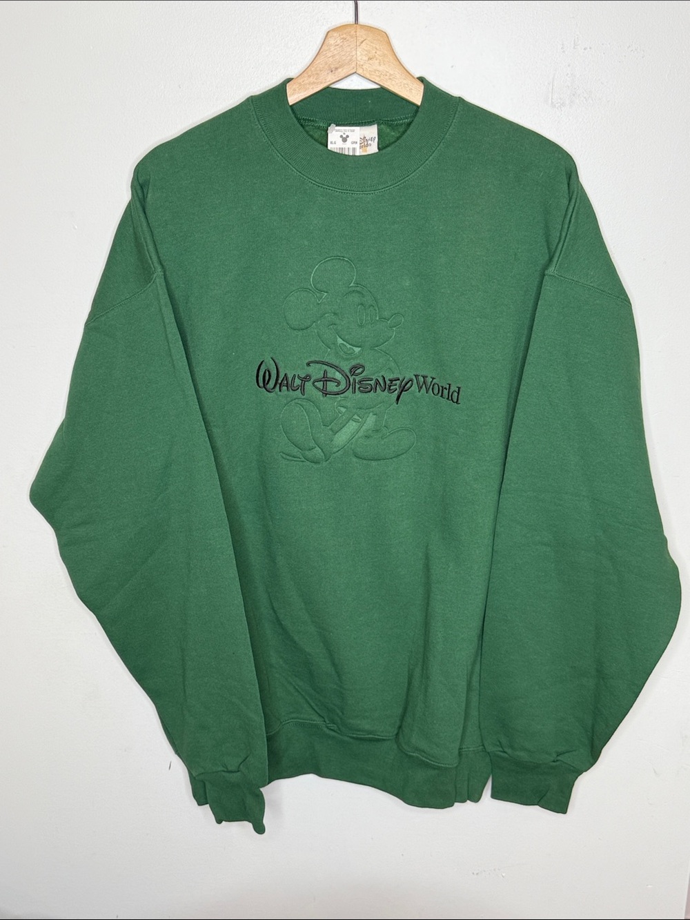 Deadstock Vintage y2k Disney Forest Green Mickey Embossed Crewneck Sweatshirt